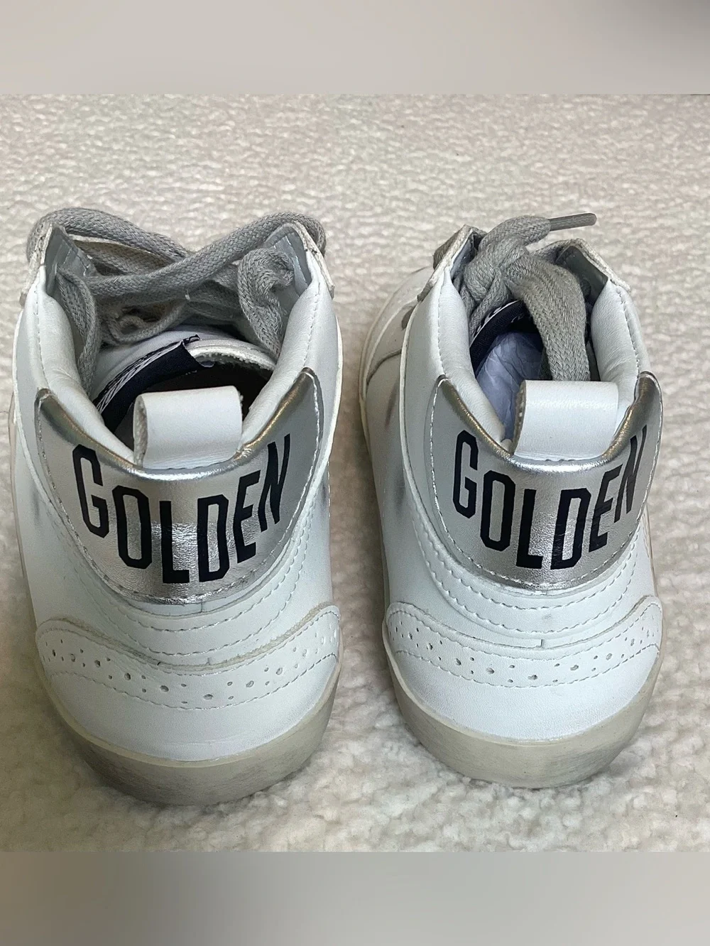Golden Goose Mid Star Sneakers Womens  EU 39 White Silver Distressed Luxury
